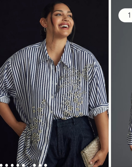 The Anthropologie Bennet Buttondown Shirt by Maeve: Beaded & Sequined Edition - Picture 4 of 14